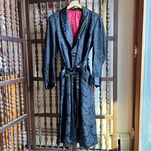 RARE Antique 1930s Schoonmaker & Co. Black Jacquard Tassel Belt Smoking Jacket